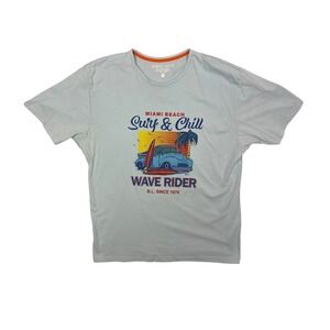 Berto Lucci Sz 3XL T-Shirt Light Blue Short Sleeve "Miami Beach Surf & Chill "